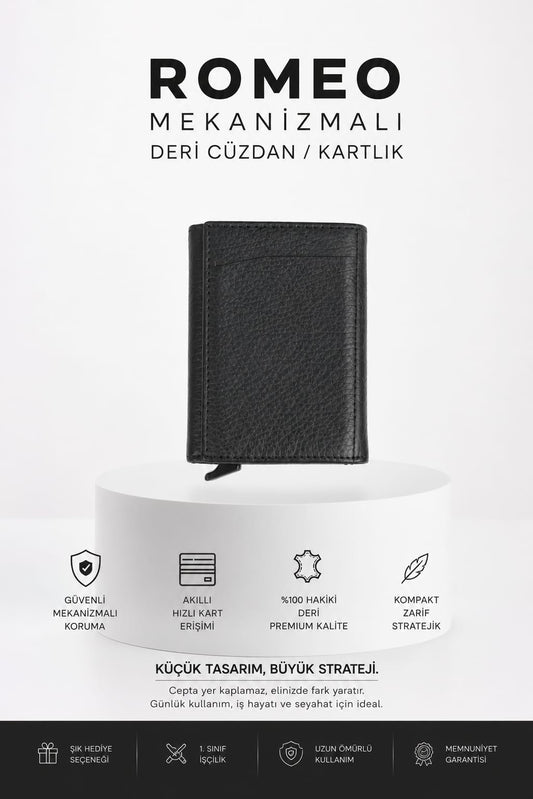 Nubretto Romeo Hakiki Deri Mekanizmalı Kartlık Cüzdan