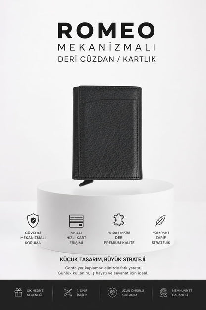Nubretto Romeo Hakiki Deri Mekanizmalı Kartlık Cüzdan