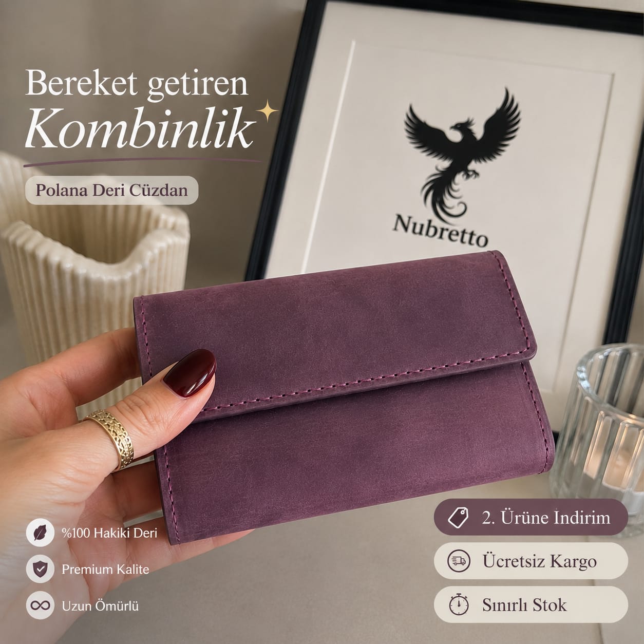 Nubretto Polana Deri Saraciye Dikişli Cüzdan