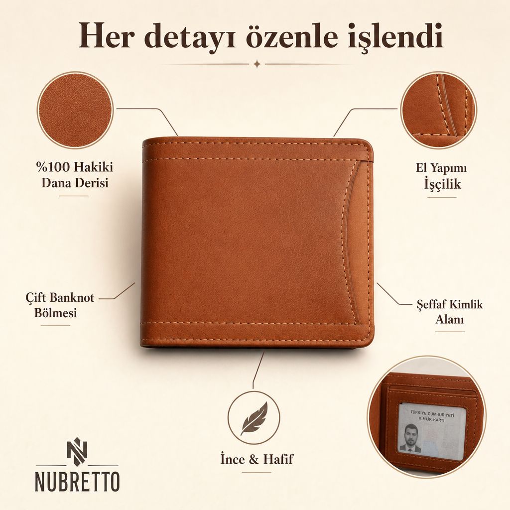 Nubretto Paşa klasik deri cüzdan